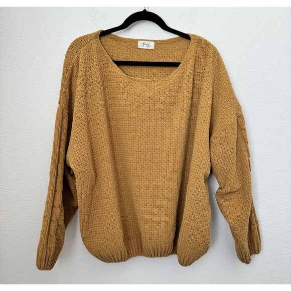 Shirley Lee Women's Long Sleeve Mustard Yellow Chunky Knit Sweater Comfy 2X - Picture 1 of 10